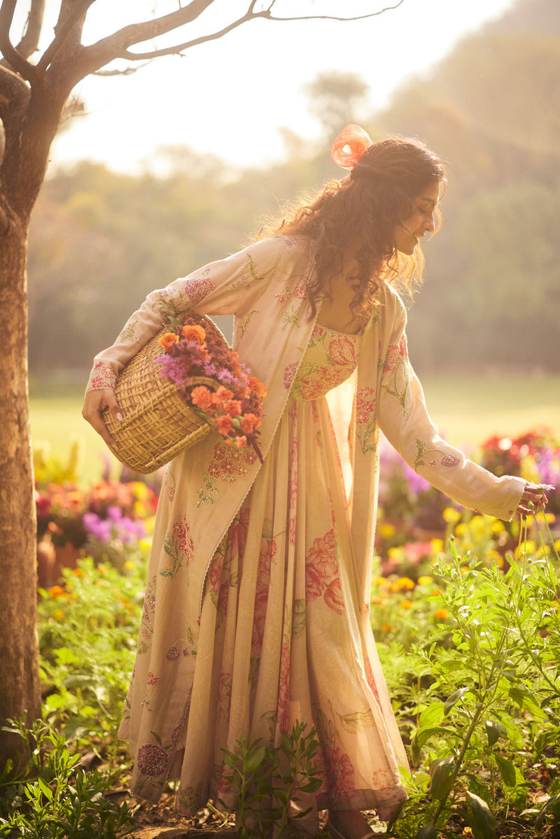 Parisa Dress Set chanderi by Paulmi & Harsh in pink for women in Singapore