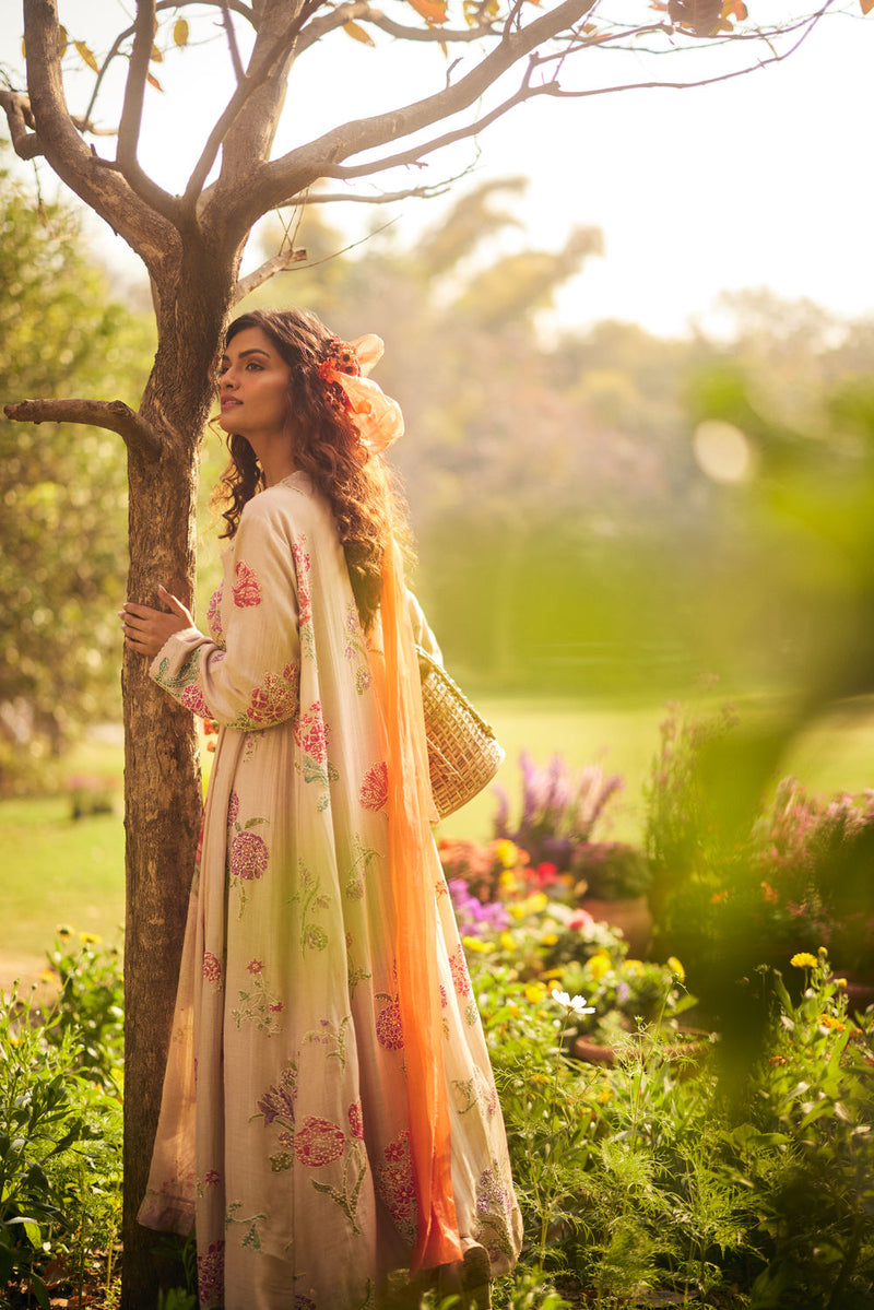 Parisa Dress Set chanderi by Paulmi & Harsh in pink for women in Singapore
