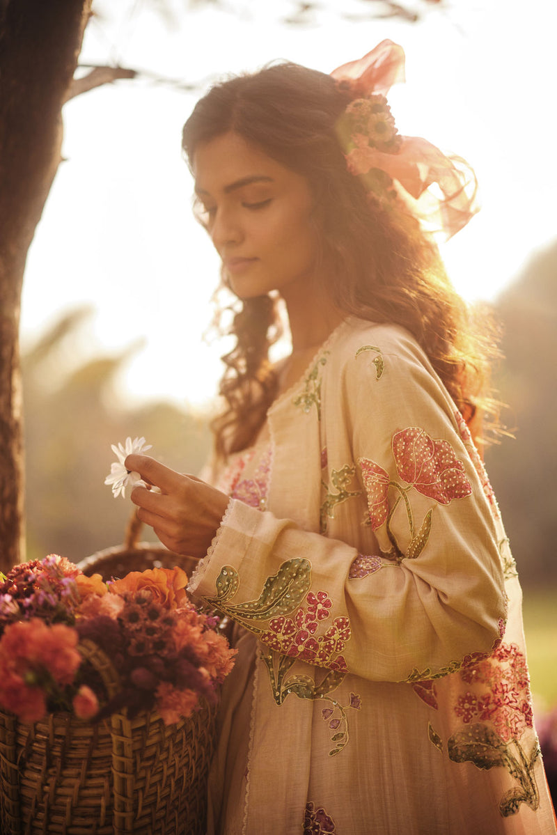 Parisa Dress Set chanderi by Paulmi & Harsh in pink for women in Singapore