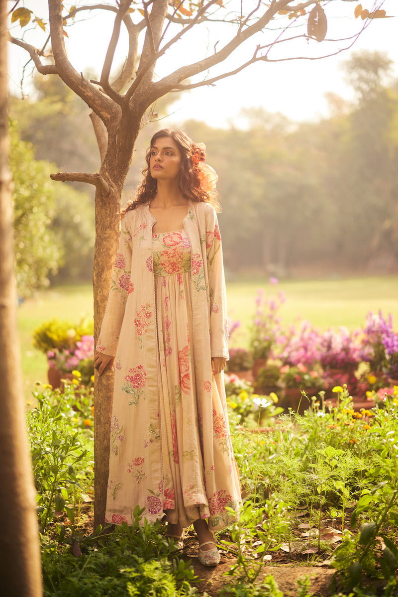 Parisa Dress Set chanderi by Paulmi & Harsh in pink for women in Singapore