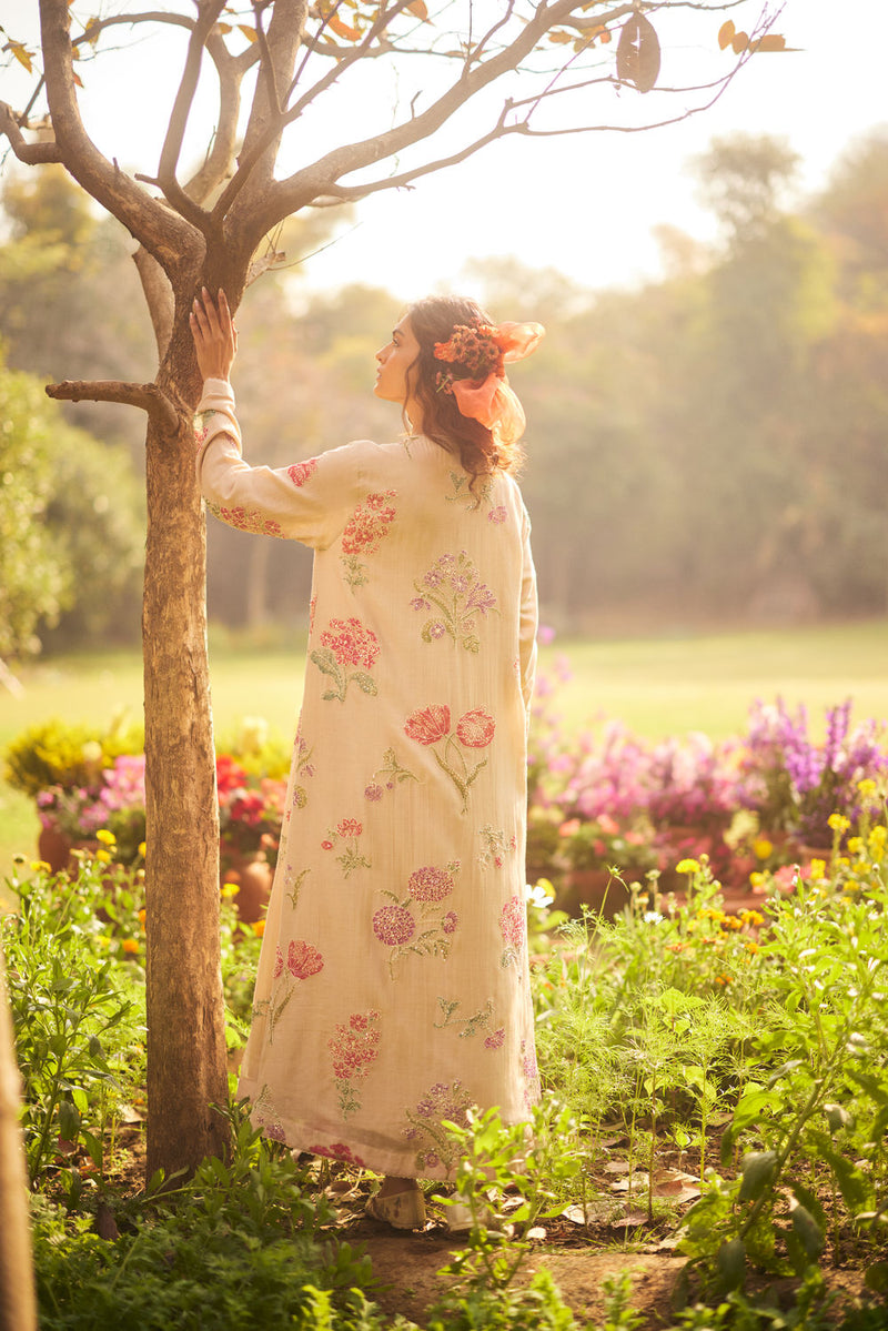Parisa Dress Set chanderi by Paulmi & Harsh in pink for women in Singapore