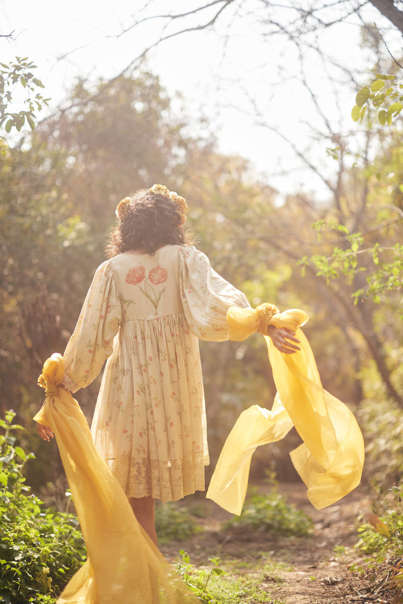 Vanna Dress Set chanderi by Paulmi & Harsh in ivory for women in Singapore