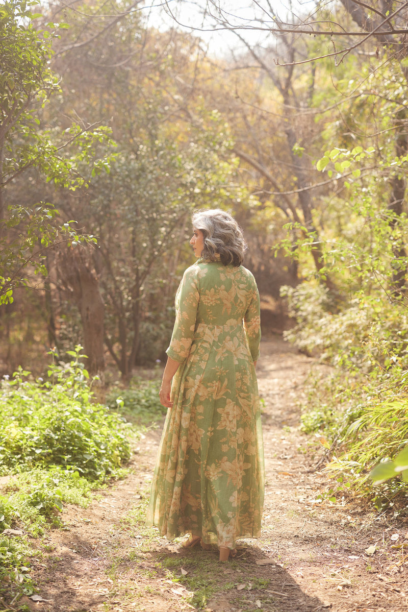 Fawn Maxi Set chanderi by Paulmi & Harsh in green for women in Singapore