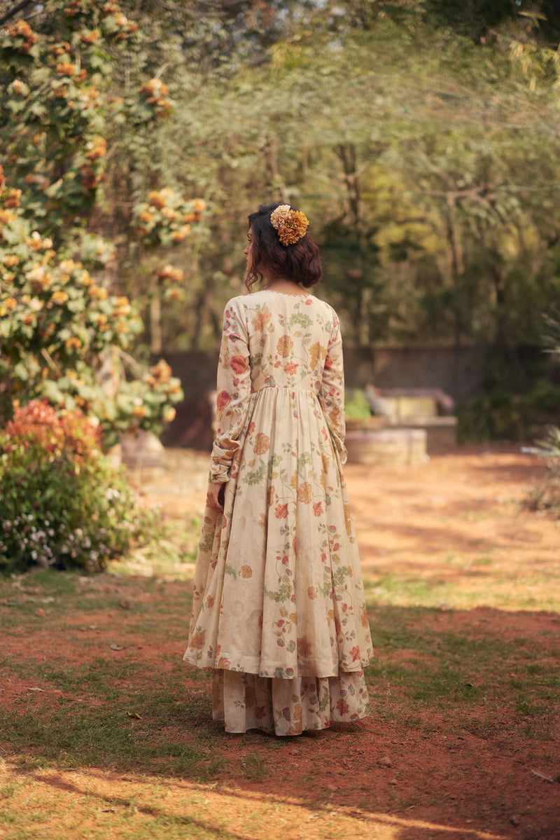 Ashara Anarkali Set chanderi by Paulmi & Harsh in ivory for women in Singapore