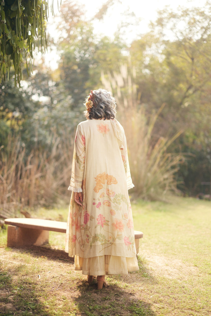 Joan Dress Set chanderi by Paulmi & Harsh in ivory for women in Singapore