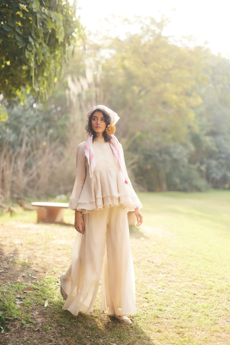 Amani Peplum Set chanderi by Paulmi & Harsh in ivory for women in Singapore