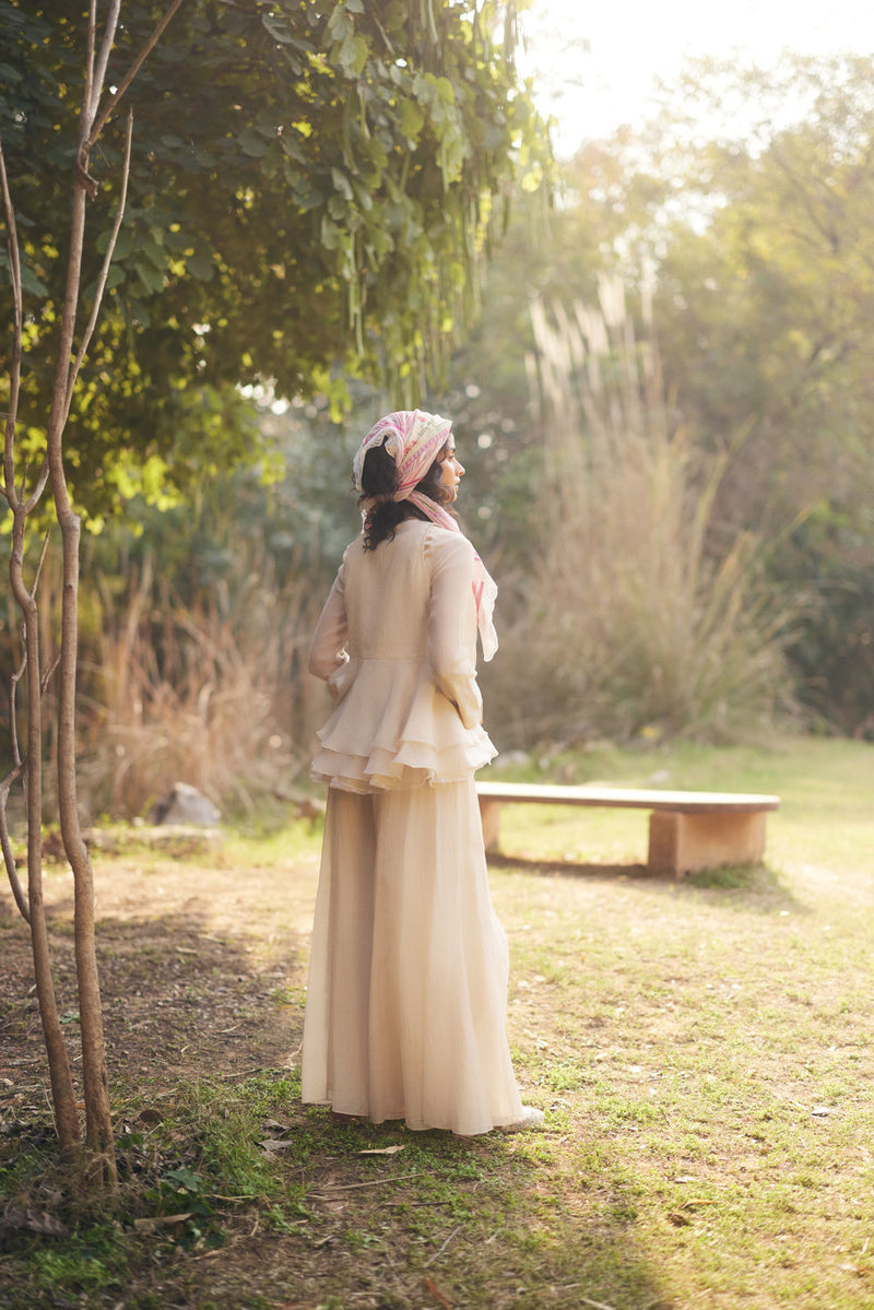 Amani Peplum Set chanderi by Paulmi & Harsh in ivory for women in Singapore