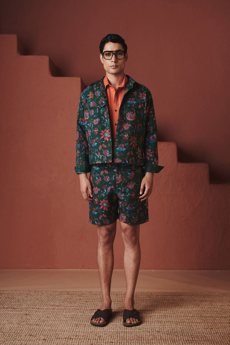 Paan Chintz Co Linen Men's Trucker Jacket Set