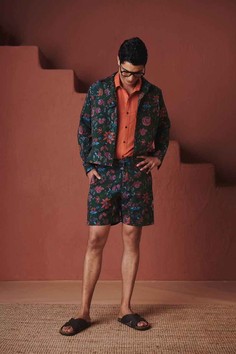 Paan Chintz Co Linen Men's Trucker Jacket Set
