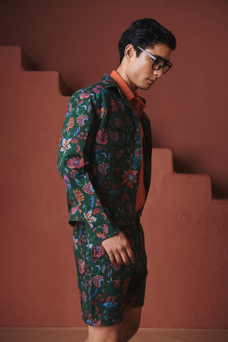 Paan Chintz Co Linen Men's Trucker Jacket Set