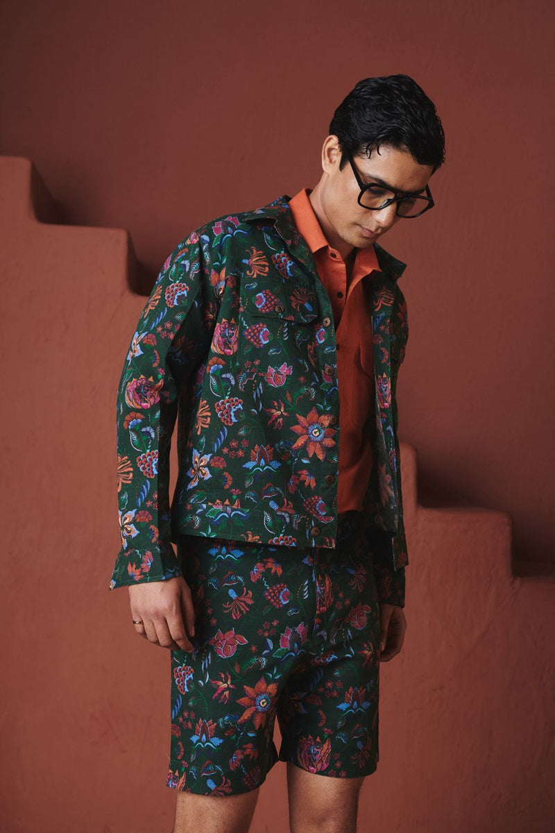 Paan Chintz Co Linen Men's Trucker Jacket Set
