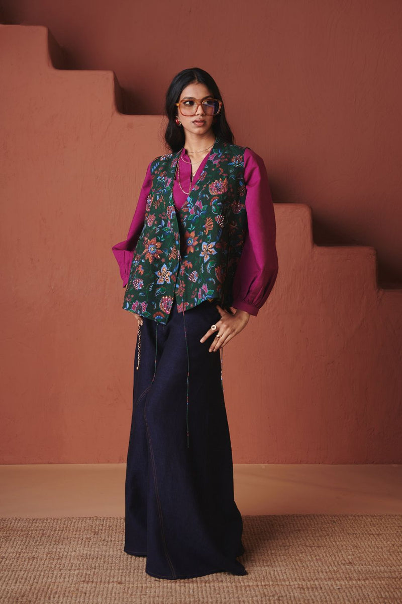 Paan Chintz Co Linen Wrap Waistcoat