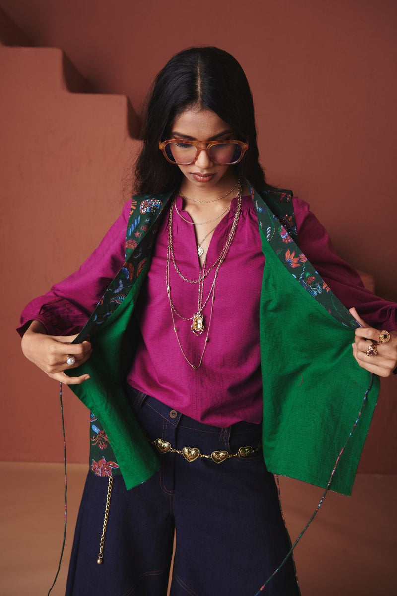 Paan Chintz Co Linen Wrap Waistcoat