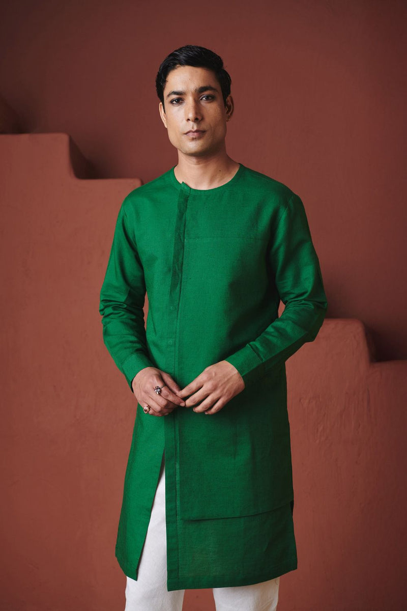 Panna Linen Multi-Panelled Kurta Set