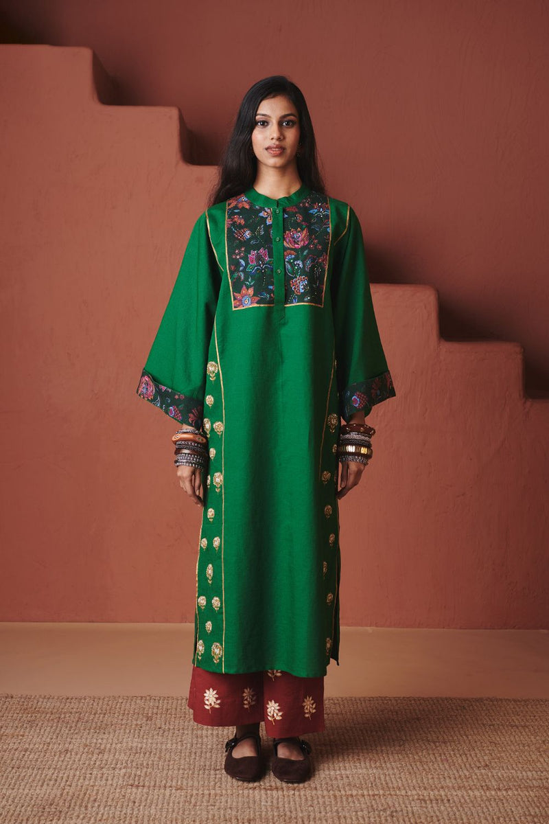 Paan Co Linen Multi Panelled Kurta Set