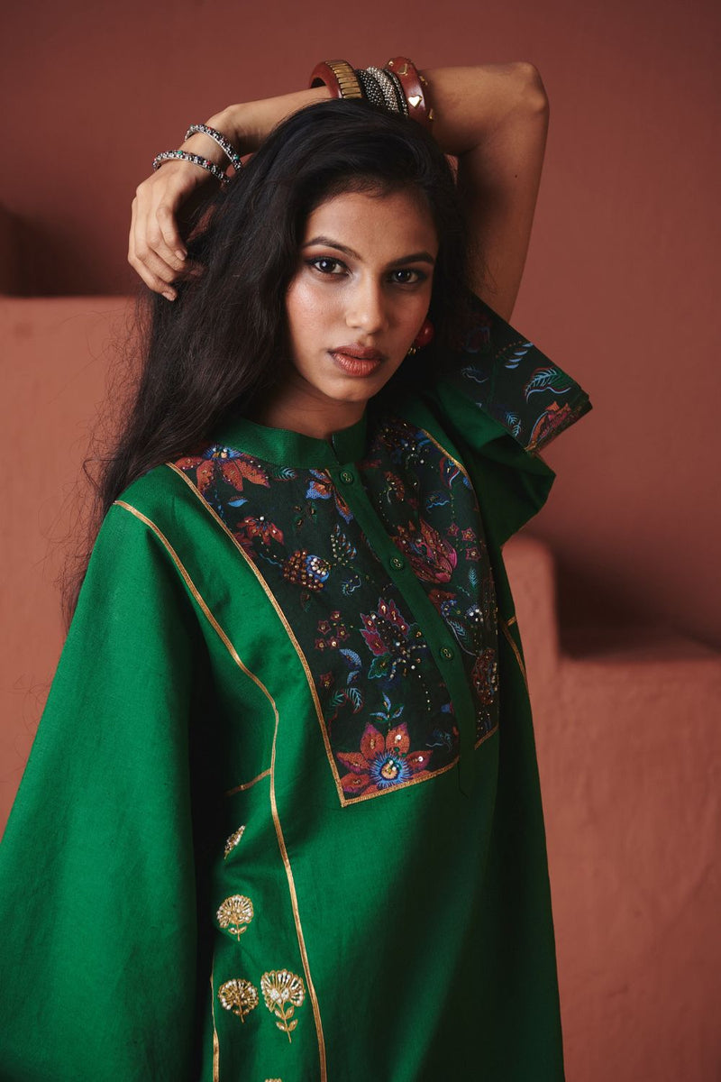 Paan Co Linen Multi Panelled Kurta Set