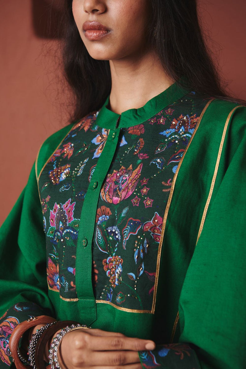 Paan Co Linen Multi Panelled Kurta Set