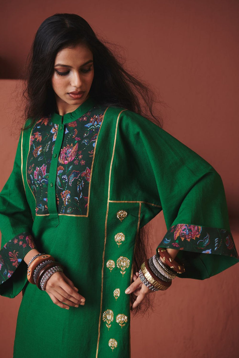 Paan Co Linen Multi Panelled Kurta Set