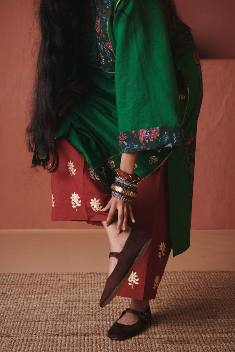 Paan Co Linen Multi Panelled Kurta Set