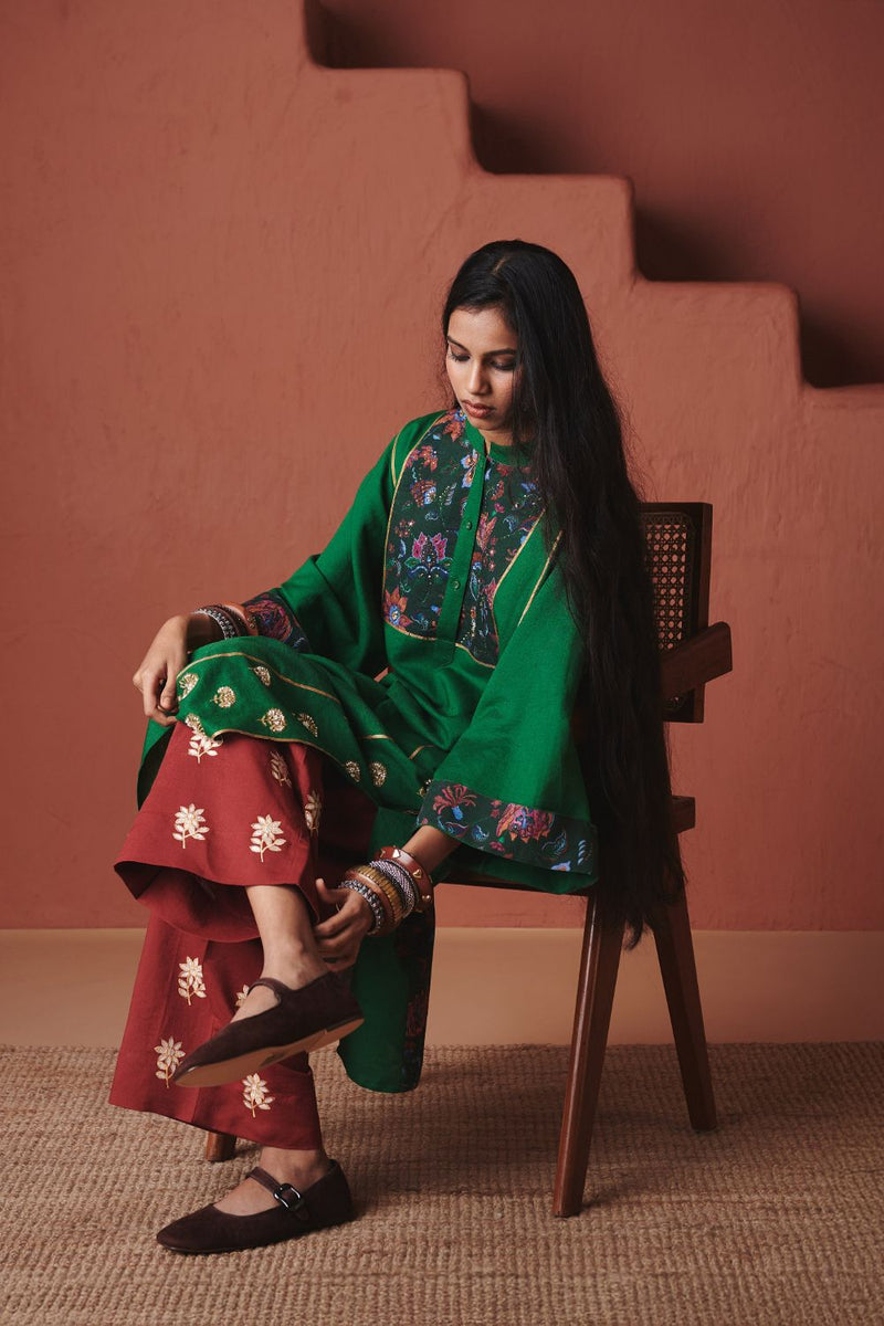 Paan Co Linen Multi Panelled Kurta Set