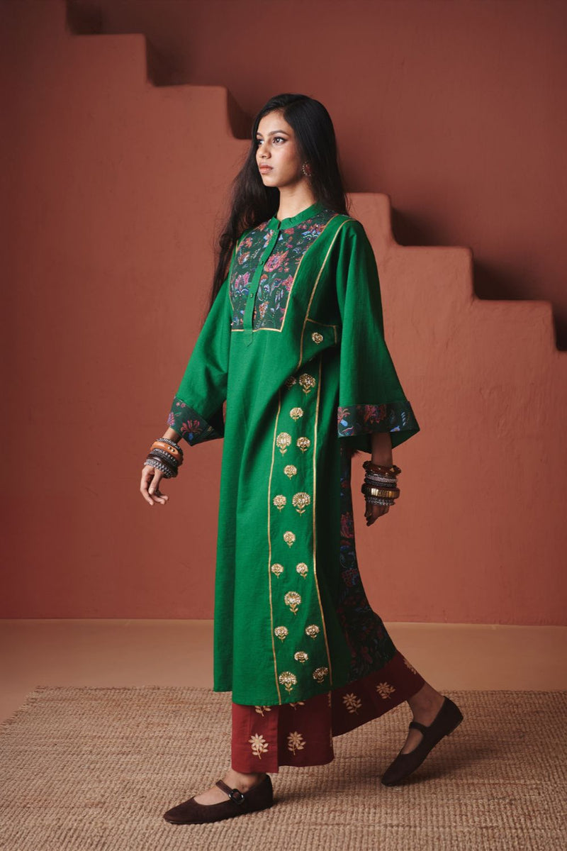 Paan Co Linen Multi Panelled Kurta Set