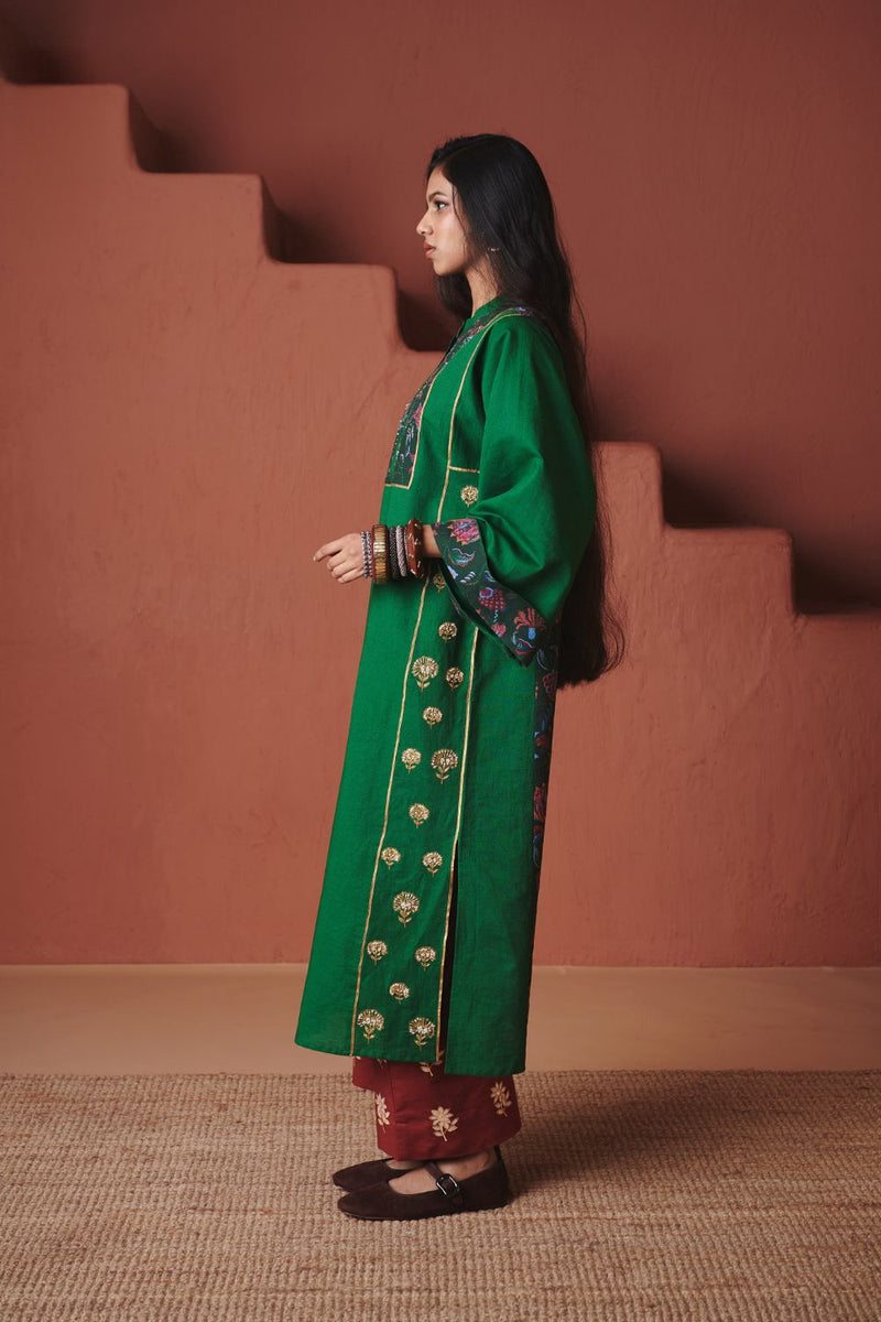 Paan Co Linen Multi Panelled Kurta Set