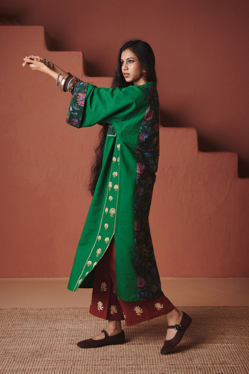 Paan Co Linen Multi Panelled Kurta Set