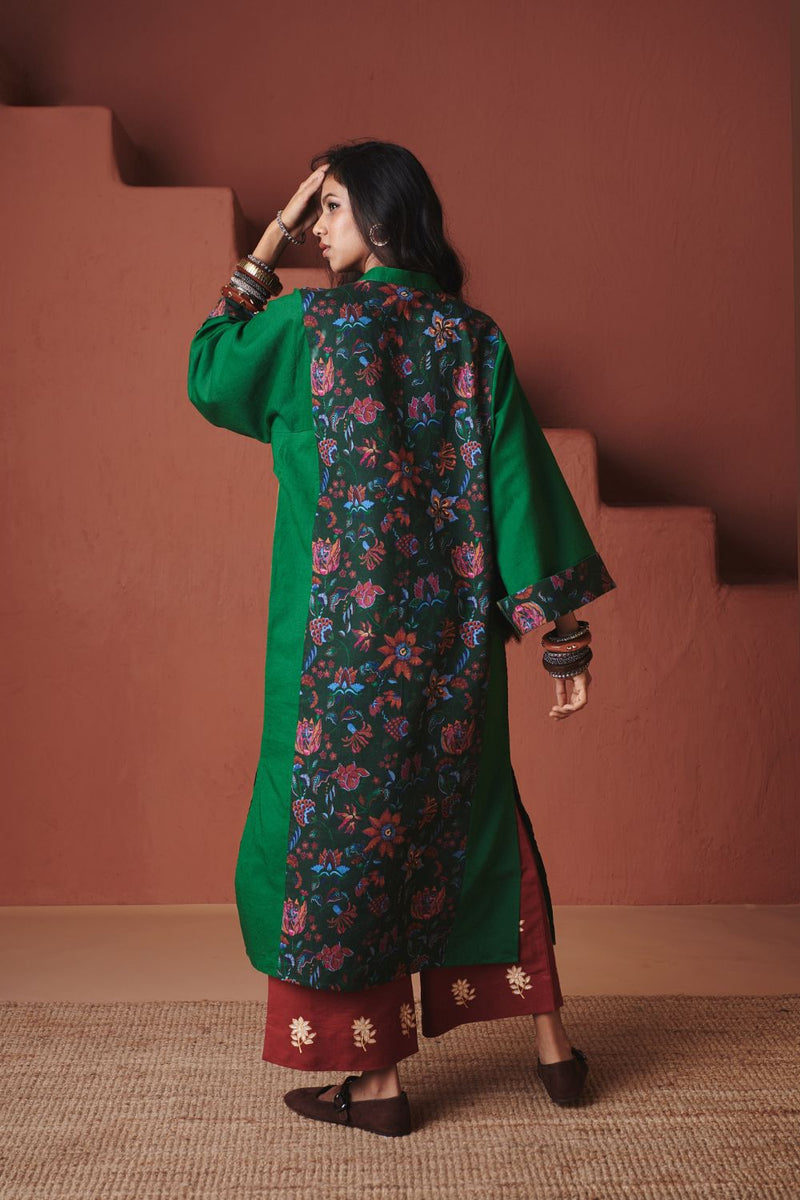 Paan Co Linen Multi Panelled Kurta Set