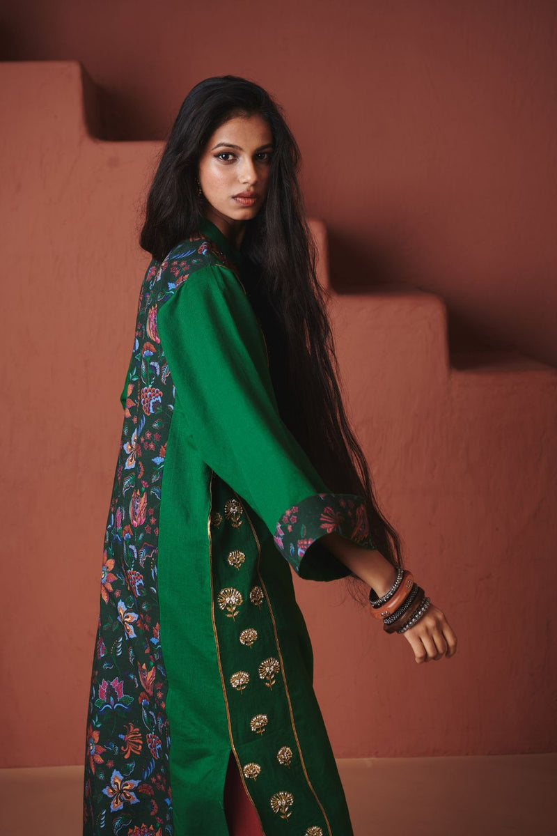 Paan Co Linen Multi Panelled Kurta Set