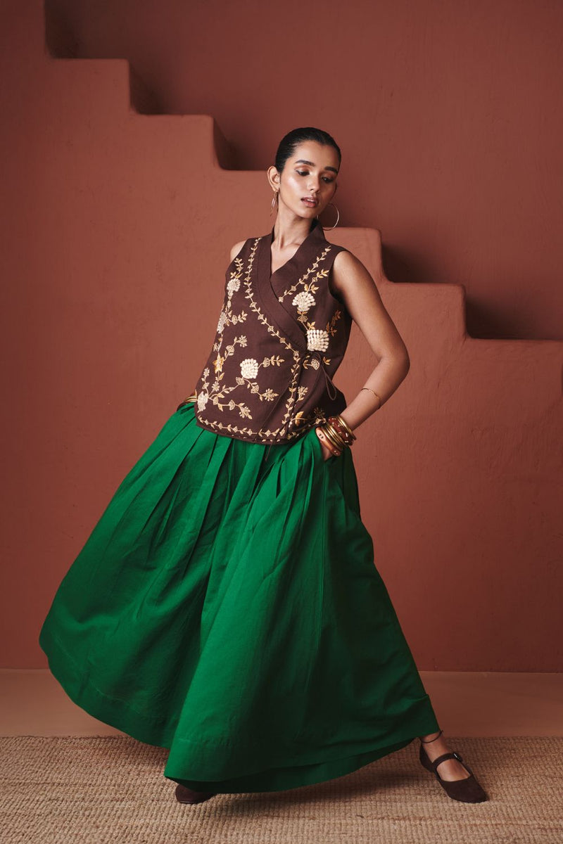 Panna Linen Multi-Pleated Pants