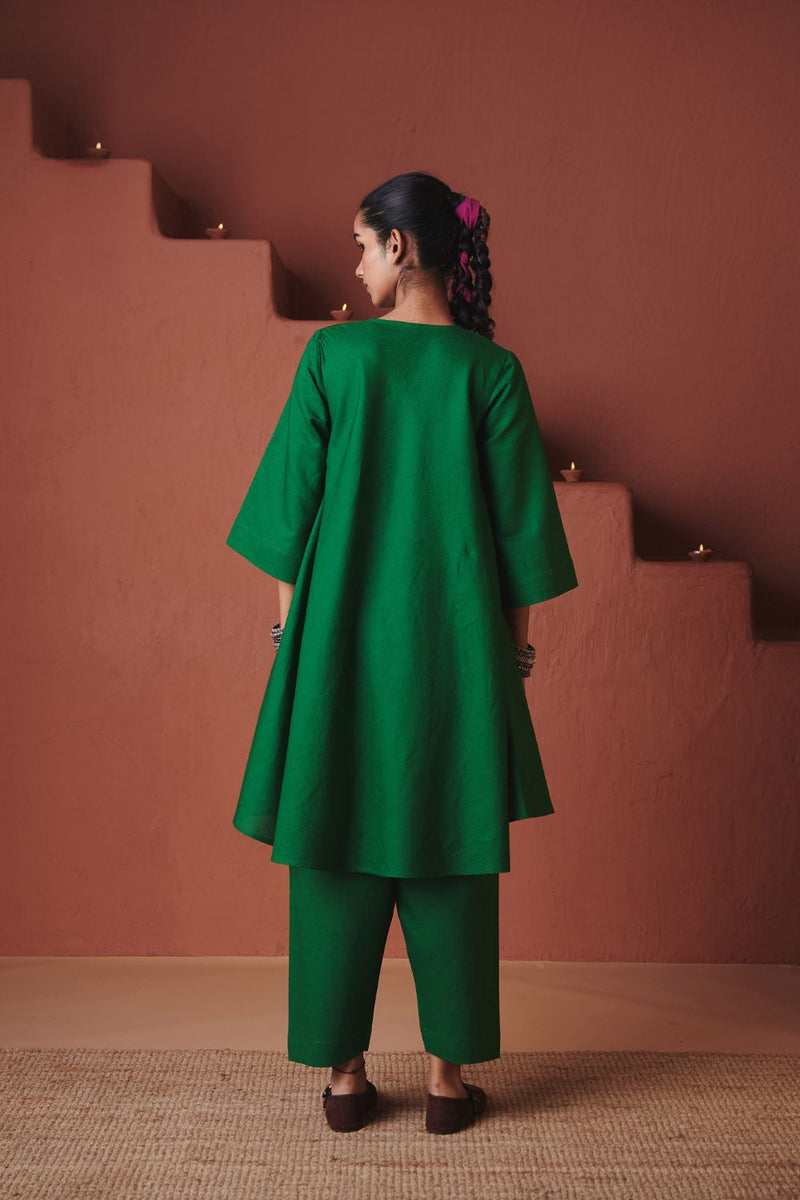 Panna Linen Pheran Kurta Set