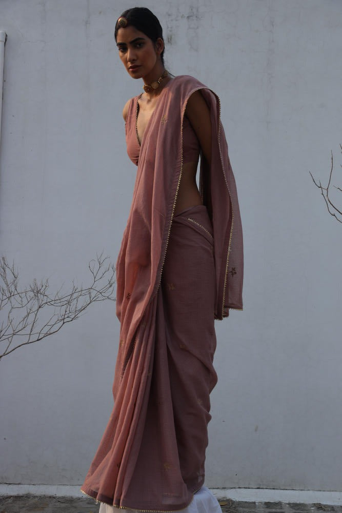 Paasbaan sari Saree by Khara Kapas in pink for women in Singapore