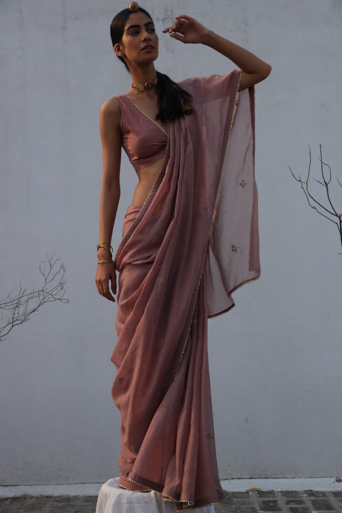Paasbaan sari Saree by Khara Kapas in pink for women in Singapore