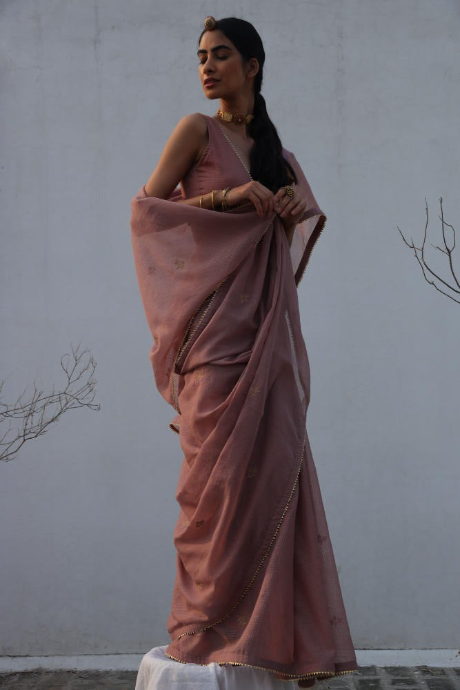 Paasbaan sari Saree by Khara Kapas in pink for women in Singapore