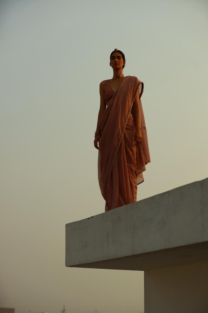 Paasbaan sari Saree by Khara Kapas in pink for women in Singapore