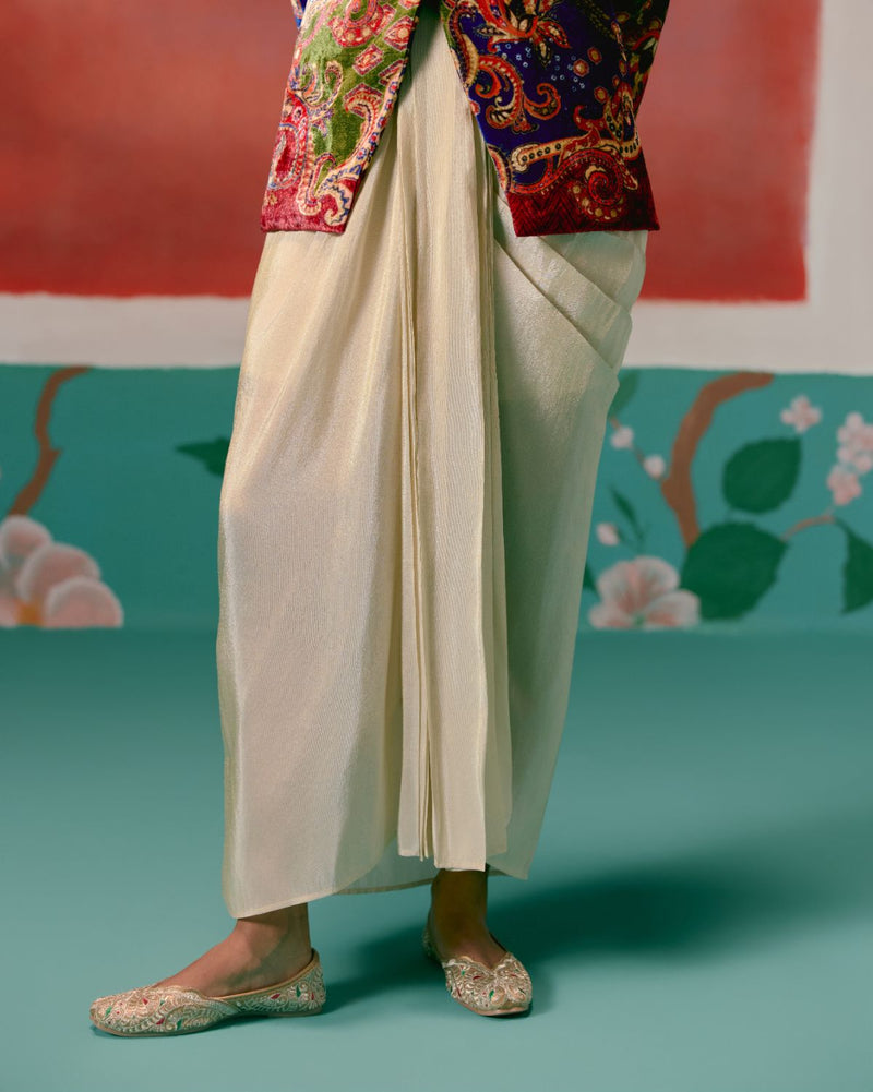 Paisley Blazer Dhoti Set Buy Paisley Blazer Dhoti Set from C&W | Co-Ord Sets for Women by Label Mogra in ecru color for women in Singapore