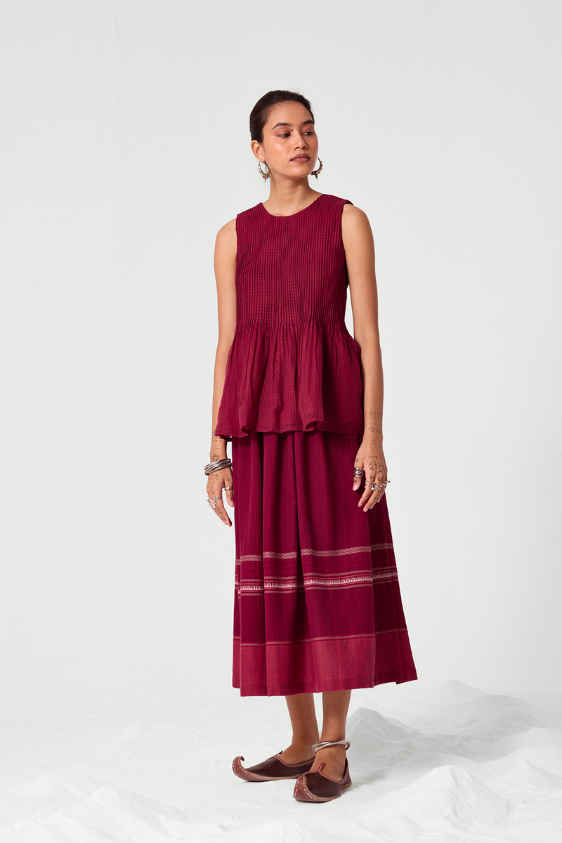 Pakhi Pink Stripes Handwoven Skirt