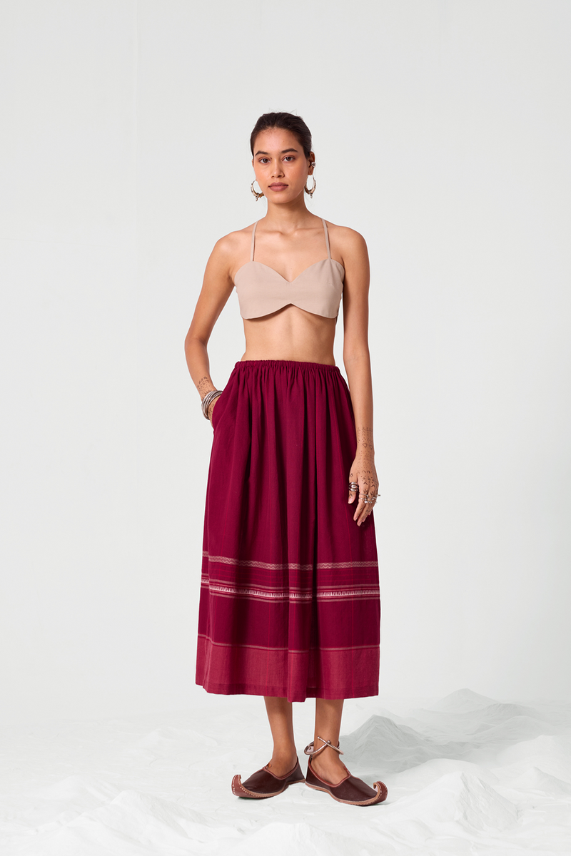 Pakhi Pink Stripes Handwoven Skirt