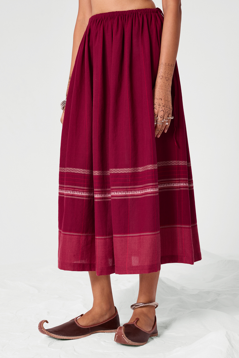 Pakhi Pink Stripes Handwoven Skirt