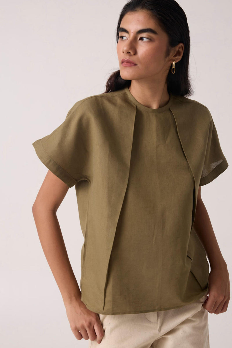Pam Olive Top cotton by The Summer House for women in Singapore