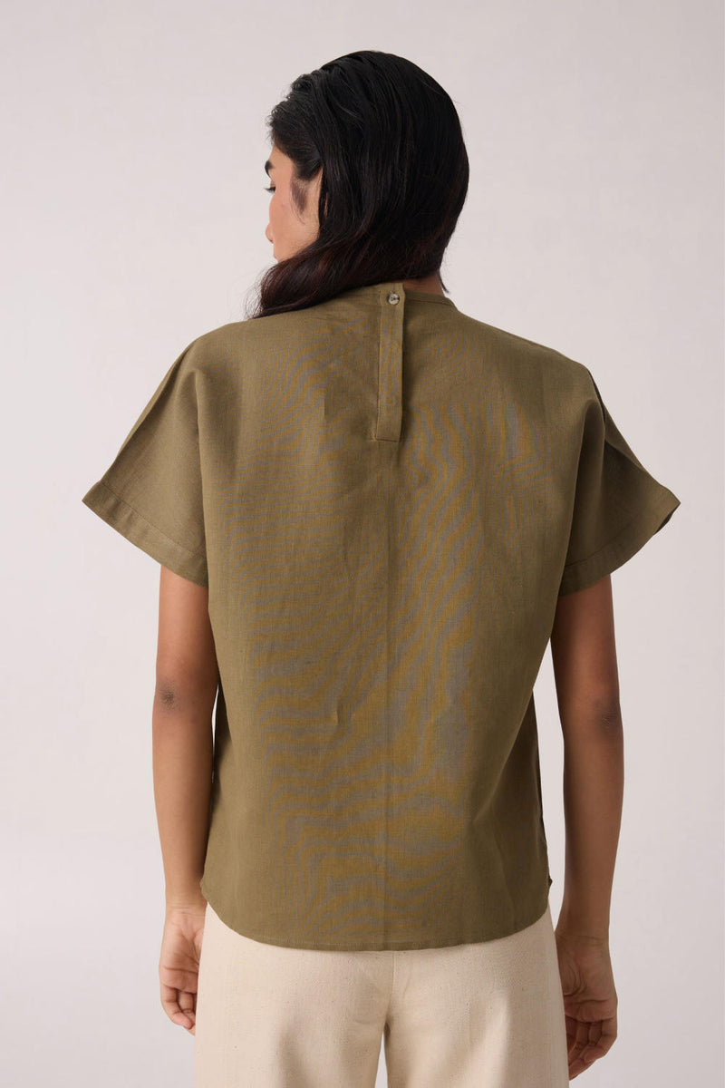 Pam Olive Top cotton by The Summer House for women in Singapore