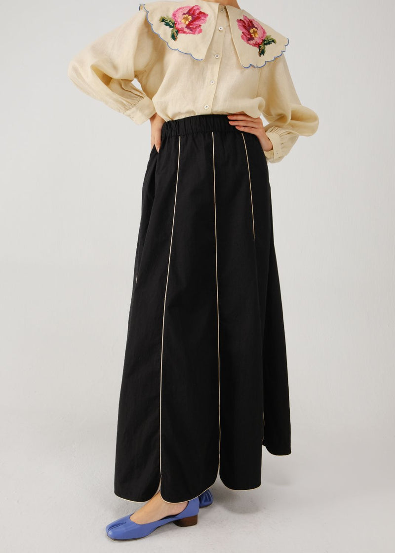 Paneled skirt-Black cotton by CORD for women in Singapore