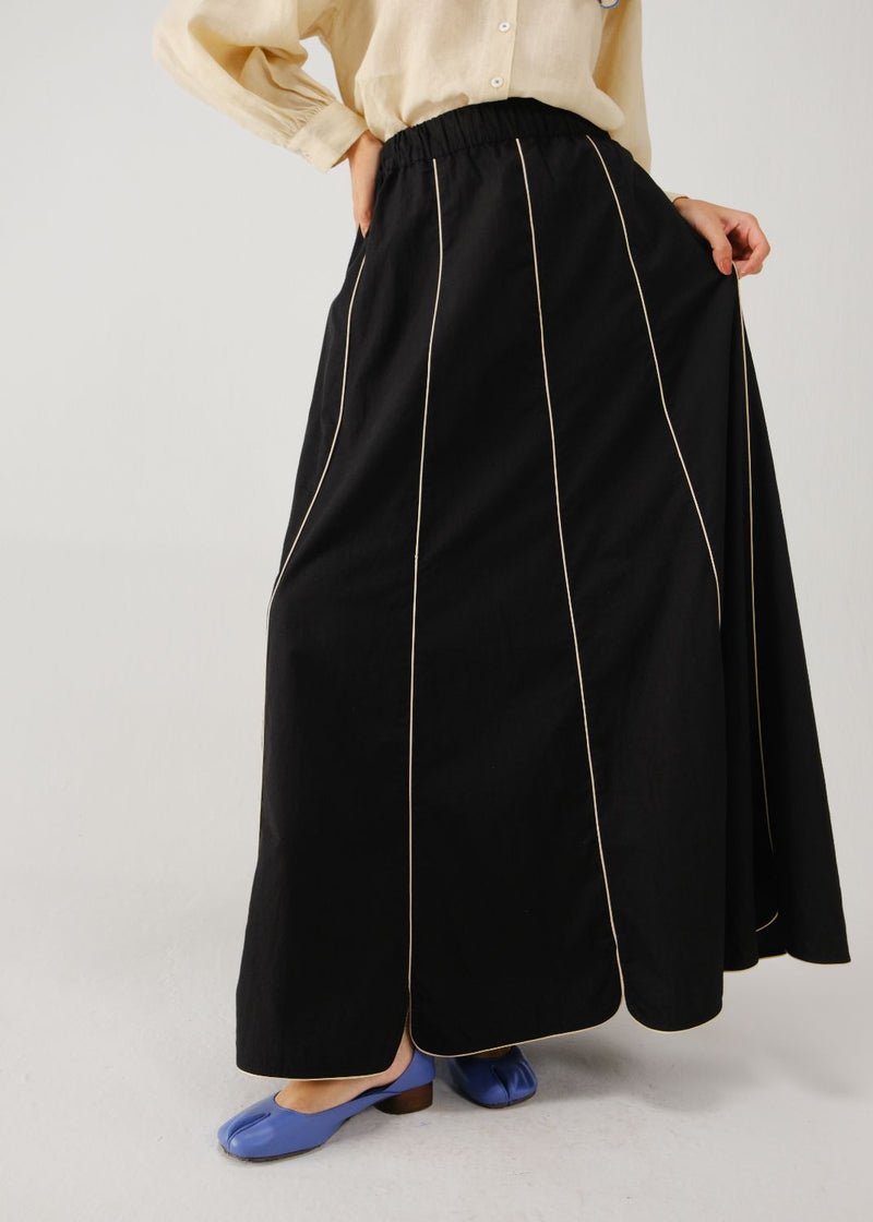 Paneled skirt-Black cotton by CORD for women in Singapore