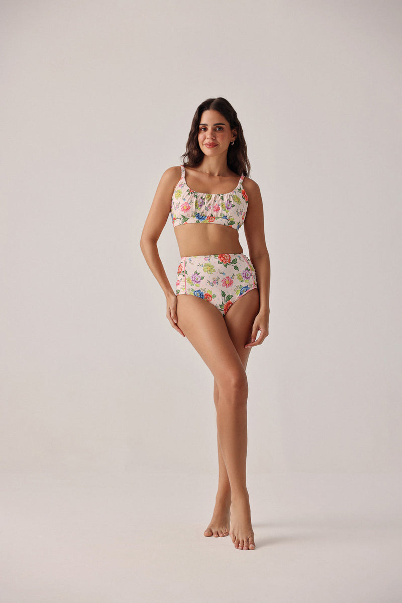 Paros Bikini Set-Bloom poly spandex resort wear by NOIB in pink for women in Singapore
