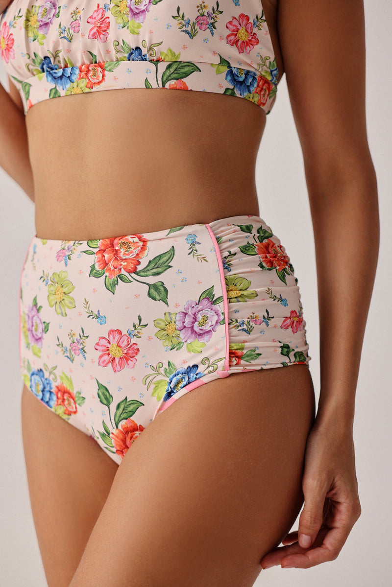 Paros Bikini Set-Bloom poly spandex resort wear by NOIB in pink for women in Singapore