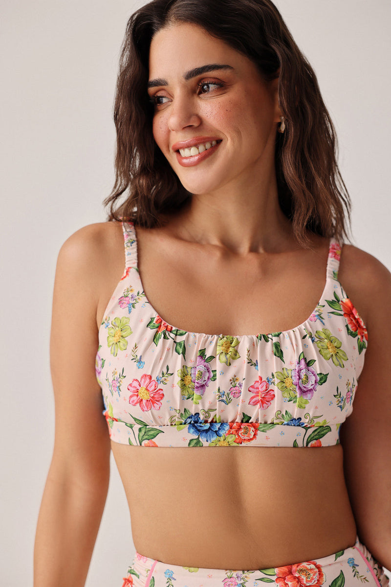 Paros Bikini Set-Bloom poly spandex resort wear by NOIB in pink for women in Singapore