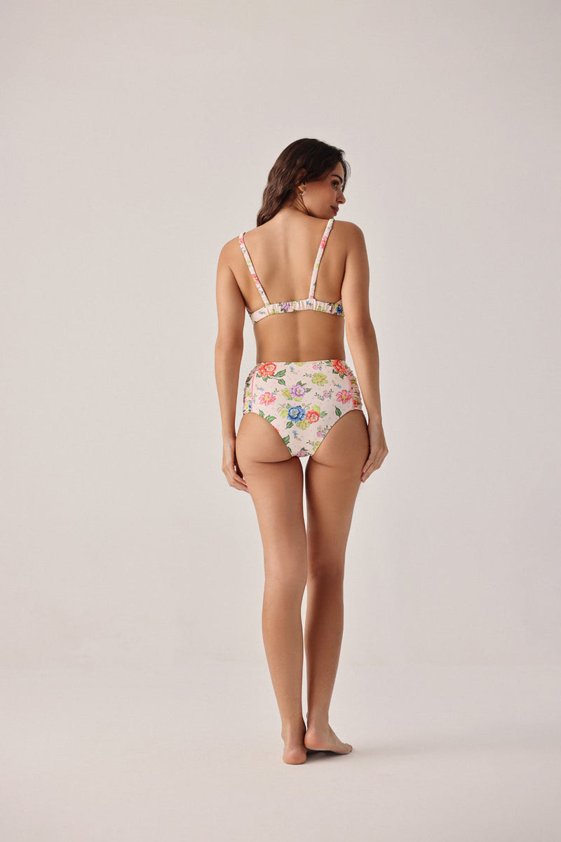 Paros Bikini Set-Bloom poly spandex resort wear by NOIB in pink for women in Singapore