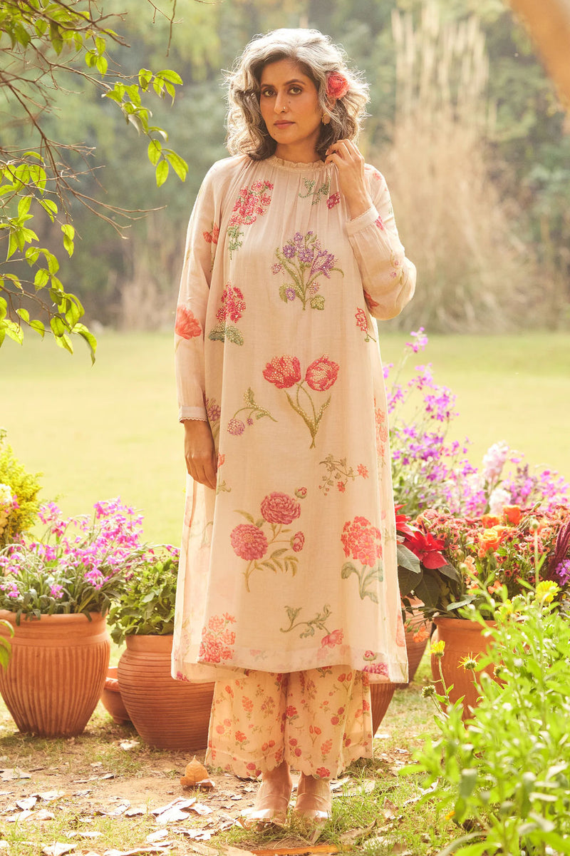 Ursula Kurta Set chanderi by Paulmi & Harsh in pink for women in Singapore