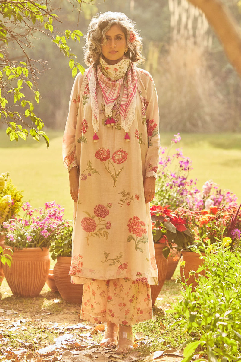 Ursula Kurta Set chanderi by Paulmi & Harsh in pink for women in Singapore