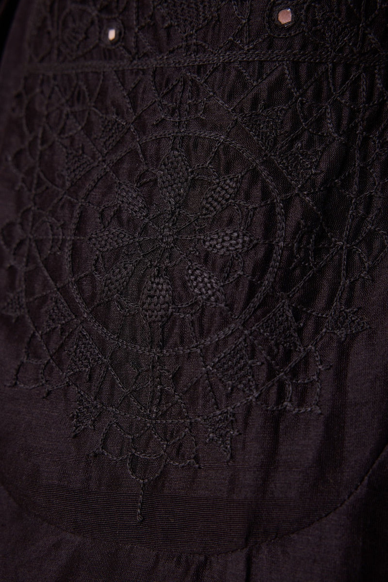 Pavi Black Handwoven Embroidered Dress